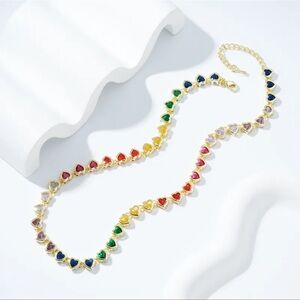 Multicolor Rainbow Heart Necklace